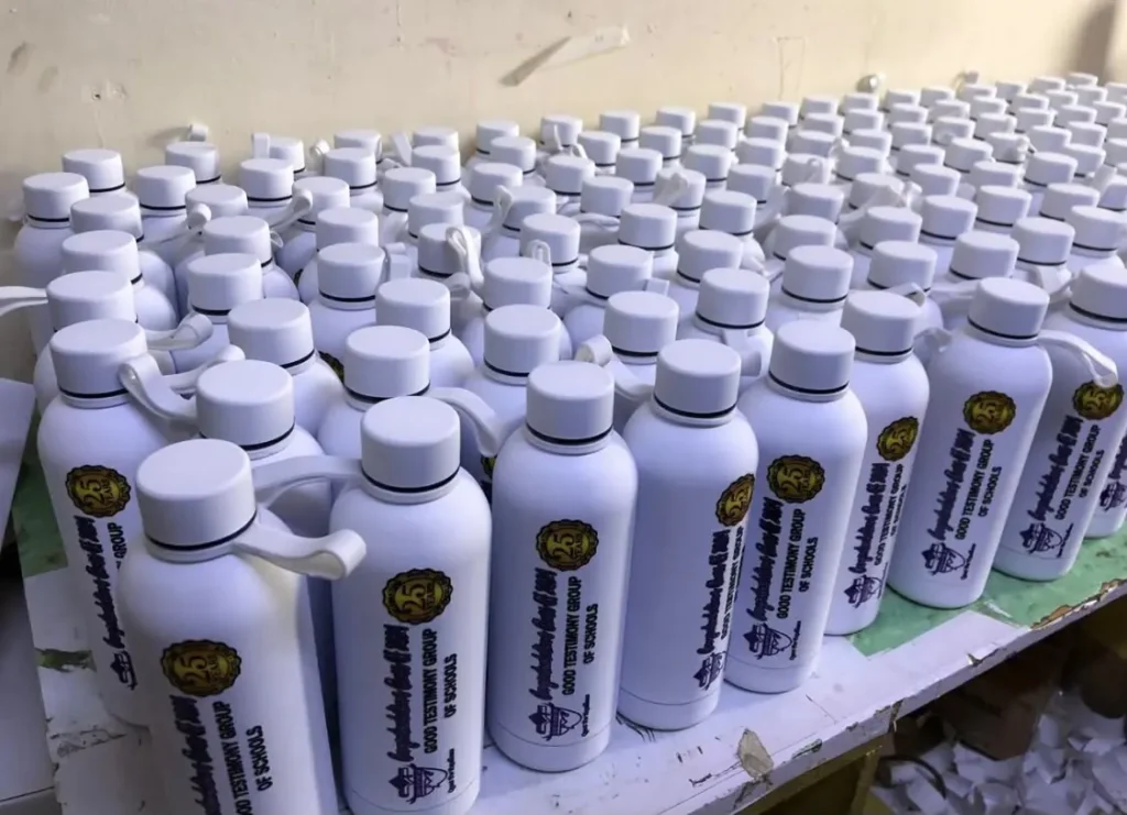 Batch of printed branded water bottles