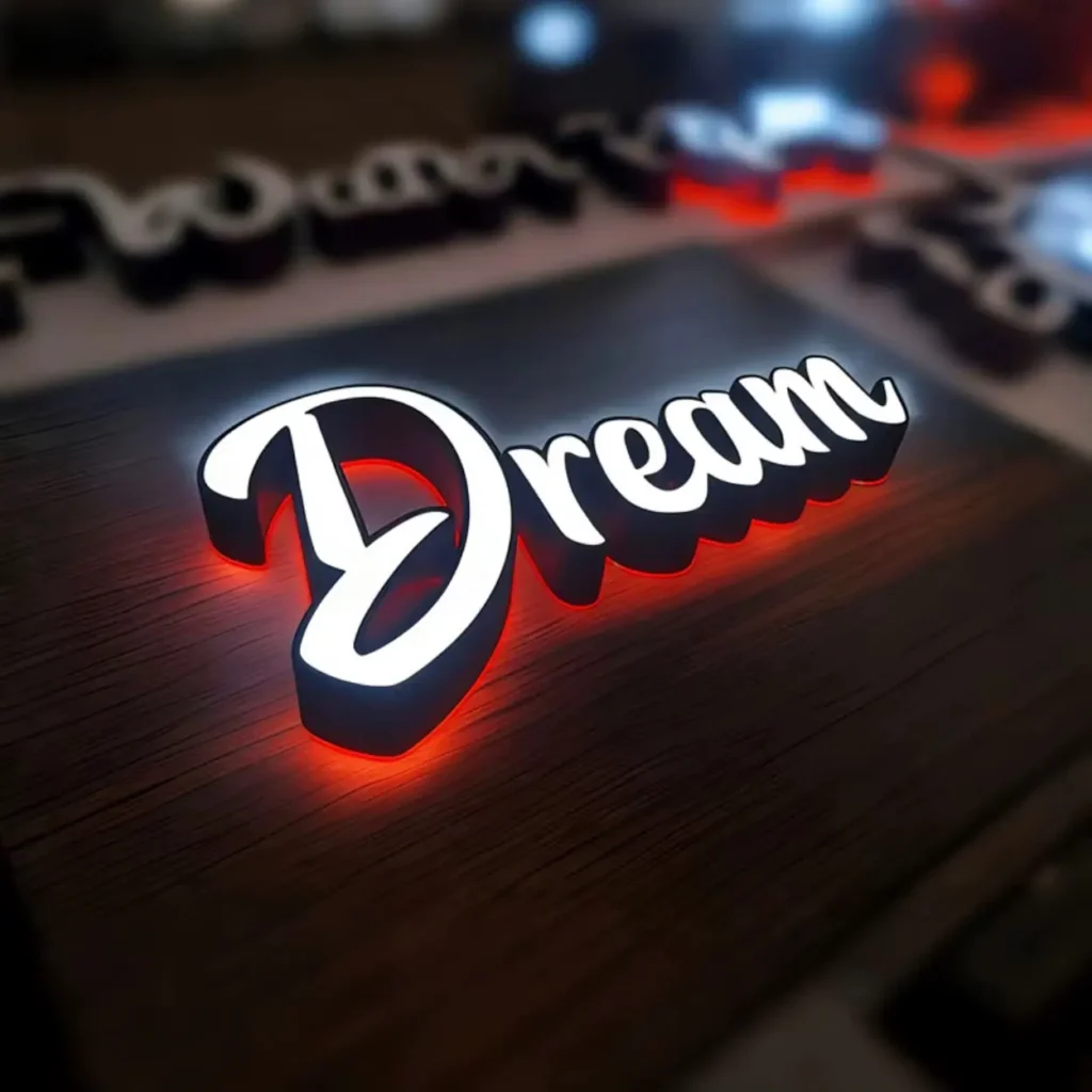 Dream sign with red halo lighting