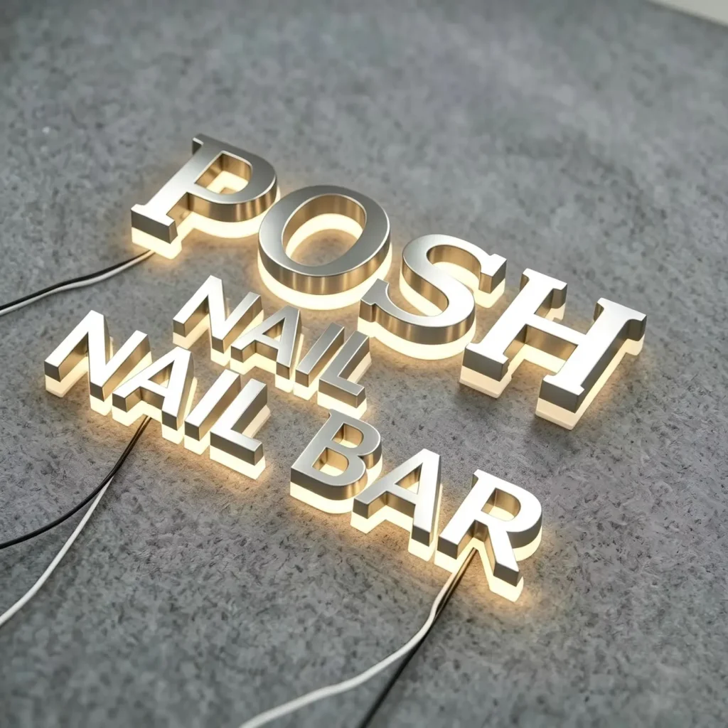 Posh Nail Bar backlit 3D letters