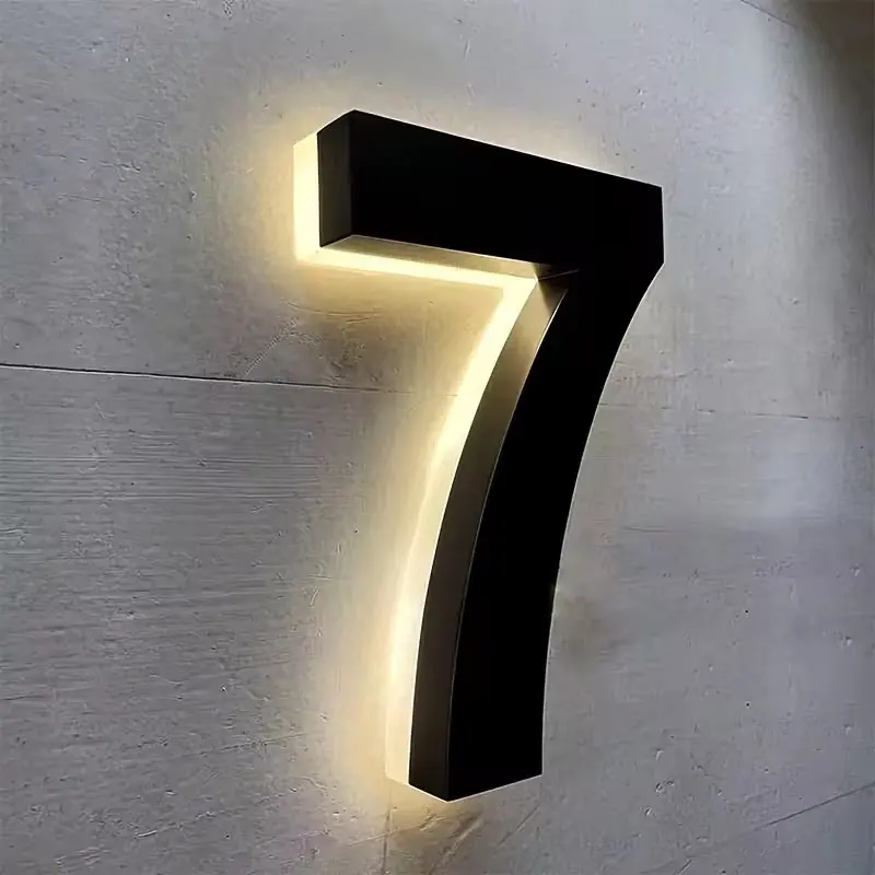 Backlit house number 7