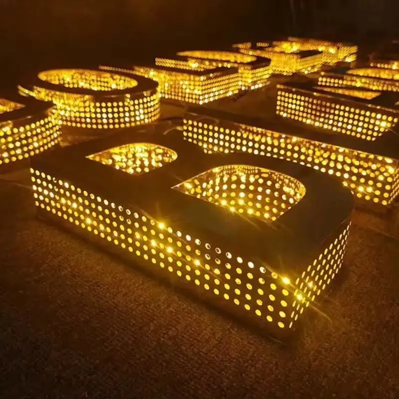 Marquee-style 3D letters with LED dots