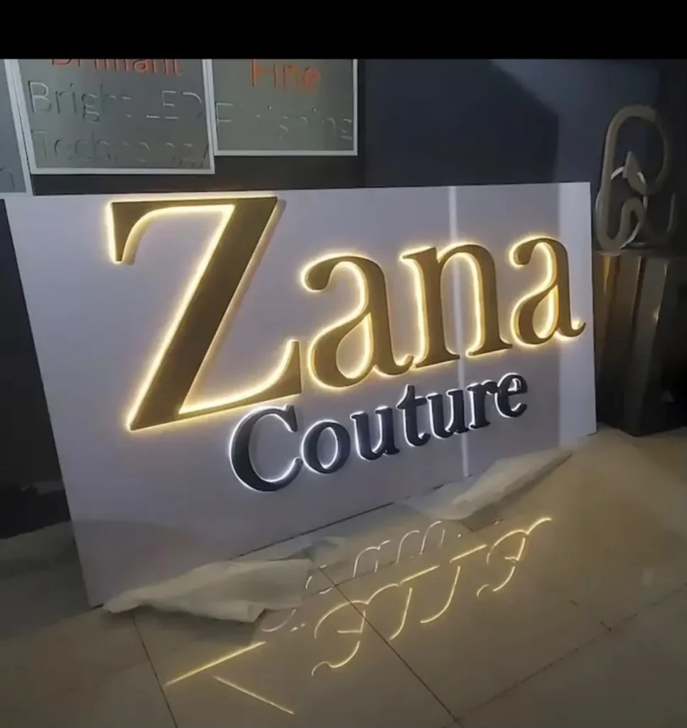 Zana Couture gold and silver 3D letters