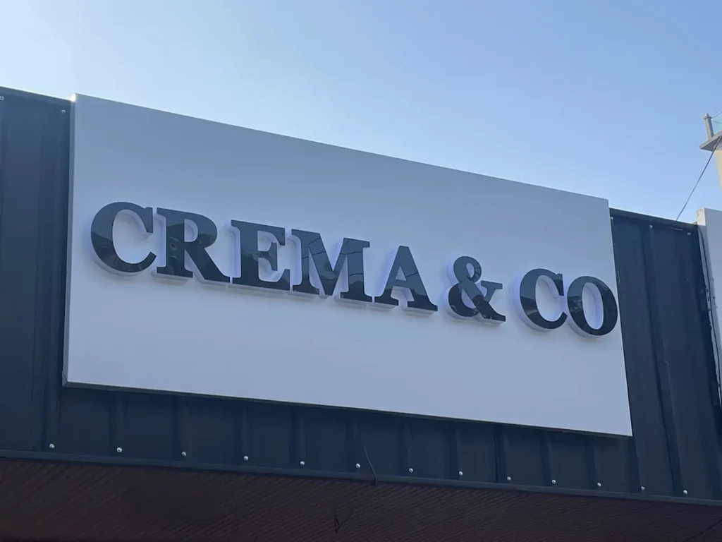 Crema and Co building fascia sign