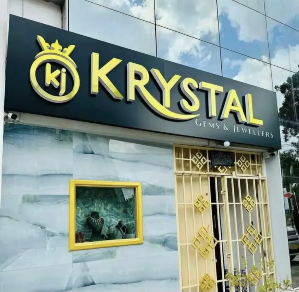 Krystal Gems and Jewellery shopfront sign