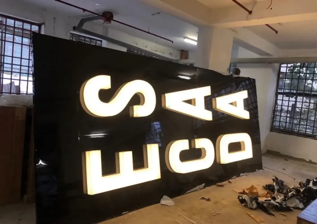 Large illuminated letters in the workshop